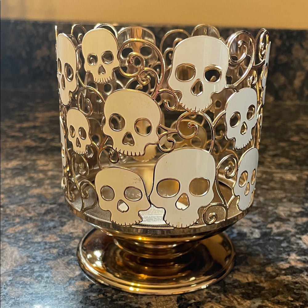 Bath & Body Works Metallic Skull Candle Holder